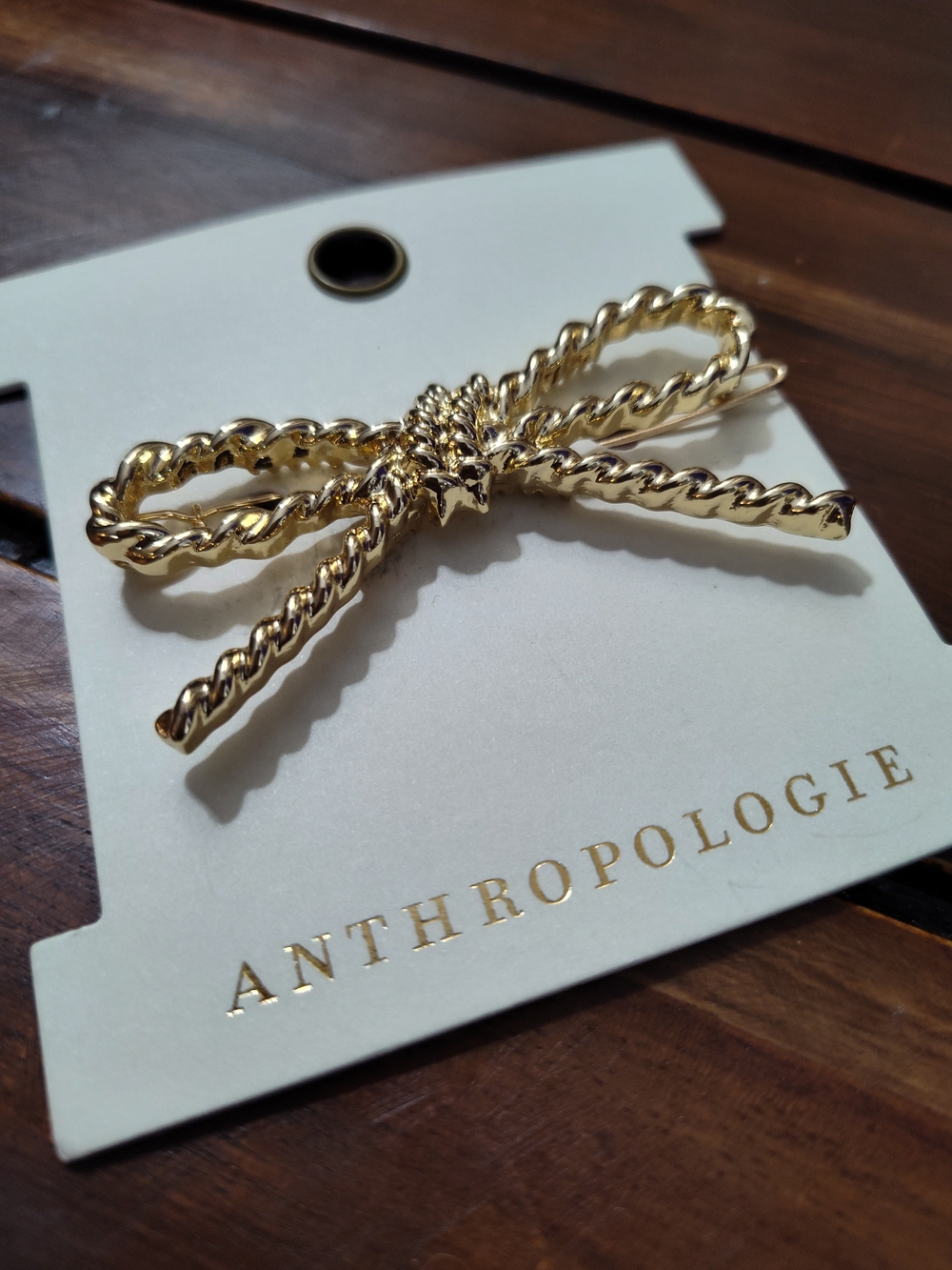 🆕️ Anthropologie Gold Twisted- Rope Metal Bow Hair Barrette - Picture 2 of 5